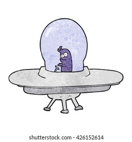freehand textured cartoon flying saucer
