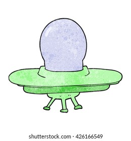 freehand textured cartoon flying saucer