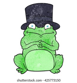 freehand textured cartoon frog in top hat