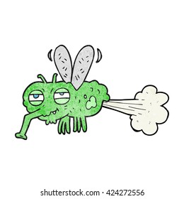 freehand textured cartoon gross farting fly