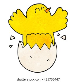 freehand textured cartoon hatching egg
