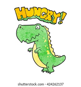 freehand textured cartoon hungry dinosaur