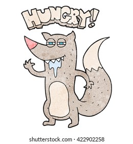 freehand textured cartoon hungry wolf