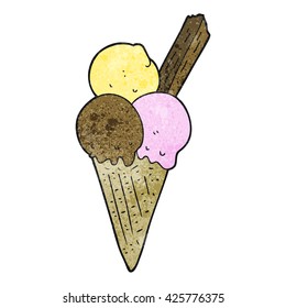 freehand textured cartoon ice cream cone