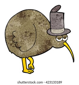 freehand textured cartoon kiwi bird