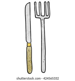 freehand textured cartoon knife and fork