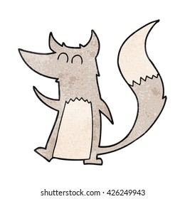 freehand textured cartoon little wolf
