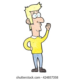 freehand textured cartoon man waving