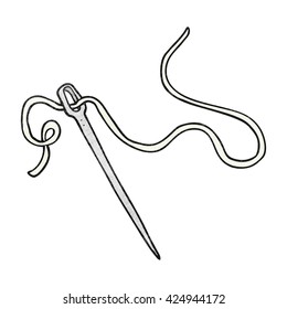 freehand textured cartoon needle and thread