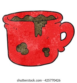 freehand textured cartoon old coffee cup