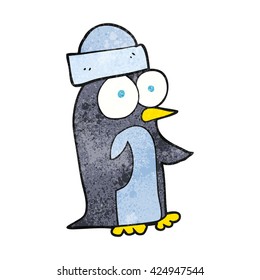 freehand textured cartoon penguin