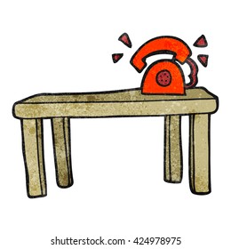 freehand textured cartoon phone ringing on desk