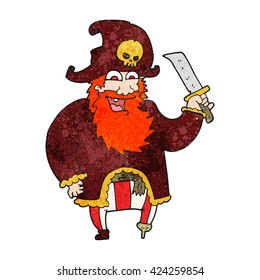 freehand textured cartoon pirate captain