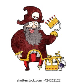 freehand textured cartoon pirate captain