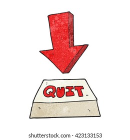 freehand textured cartoon quit button