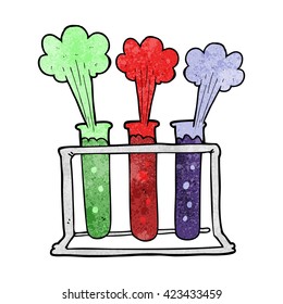 freehand textured cartoon rack of test tubes exploding
