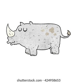 freehand textured cartoon rhino