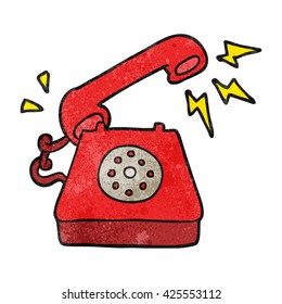 freehand textured cartoon ringing telephone