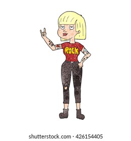 freehand textured cartoon rock girl