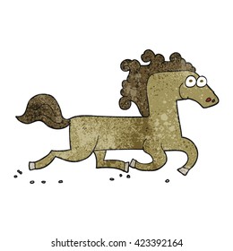 freehand textured cartoon running horse