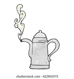 freehand textured cartoon steaming coffee kettle