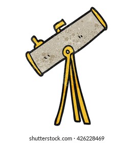 freehand textured cartoon telescope