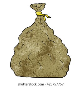 freehand textured cartoon tied sack