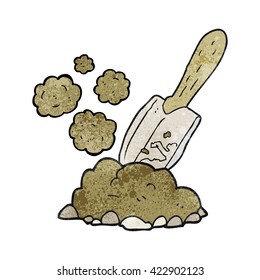 freehand textured cartoon trowel digging earth