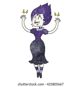 freehand textured cartoon vampire girl