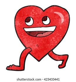 freehand textured cartoon walking heart