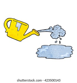freehand textured cartoon watering can pouring