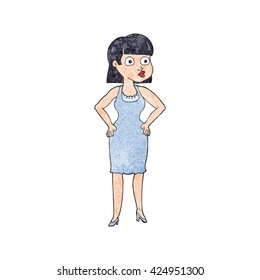freehand textured cartoon woman with hands on hips