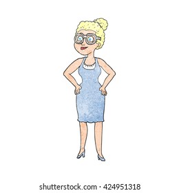 freehand textured cartoon woman wearing glasses