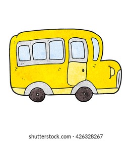 freehand textured cartoon yellow school bus