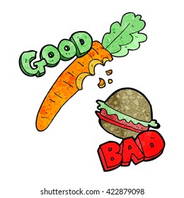 freehand textured good and bad food