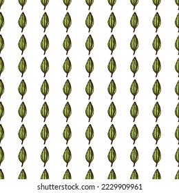 Freehand tropical palm leaves seamless pattern. Hand drawn exotic botanical texture. Sketch jungle leaf seamless wallpaper. Vector floral background. Design for fabric, textile print, wrapping, cover