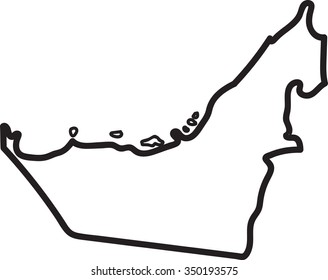 Freehand UAE map sketch on white background