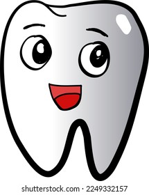 Freehand vector drawing depicting teeth with cartoon character for children.
