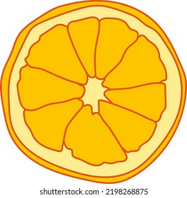 Freehand vector drawing of a half orange. Fresh tropical summer fruit.