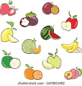 a freehand vector of fruits.