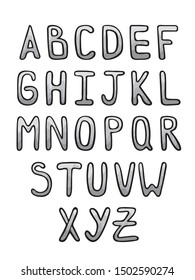 Freehand vector latin alphabet with gradient