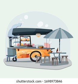 Freehand vector in street food concept