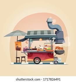 Freehand vector in street food concept