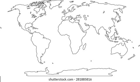 Freehand World Map Sketch On White Stock Vector (Royalty Free ...