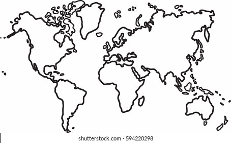 Similar Images, Stock Photos & Vectors of Freehand world map sketch on ...