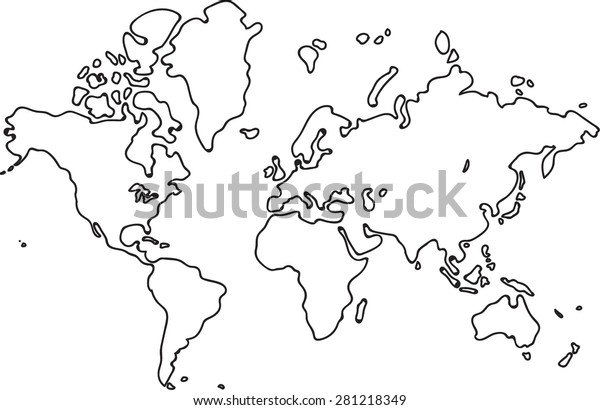 Freehand World Map Sketch On White Stock Vector (royalty Free) 281218349