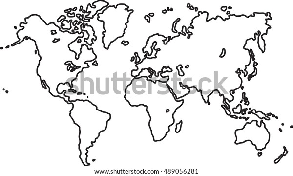 Freehand World Map Sketch On White Stock Vector (Royalty Free ...