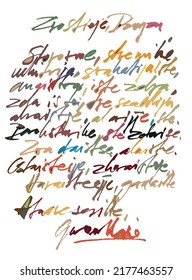 Freehand written imitation letter, with muted colors