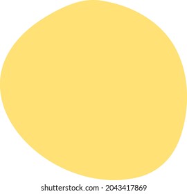 Freehand yellow dot. Solid flat circle. Hand-drawn irregular, rounded speck. Small smooth point. Simple colored doodle. Handwritten graphic element filling background space. Contemporary design asset.