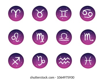 Freehand zodiac signs with space in circles background